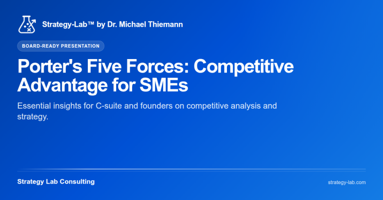 Featured image for the presentation Porter's Five Forces: Competitive Advantage for SMEs by Strategy Lab Consulting, Strategy-Lab