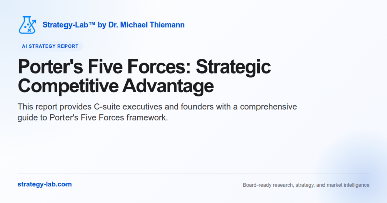 Featured image for the report Porter's Five Forces: Strategic Competitive Advantage by Dr. Michael Thiemann, Strategy-Lab